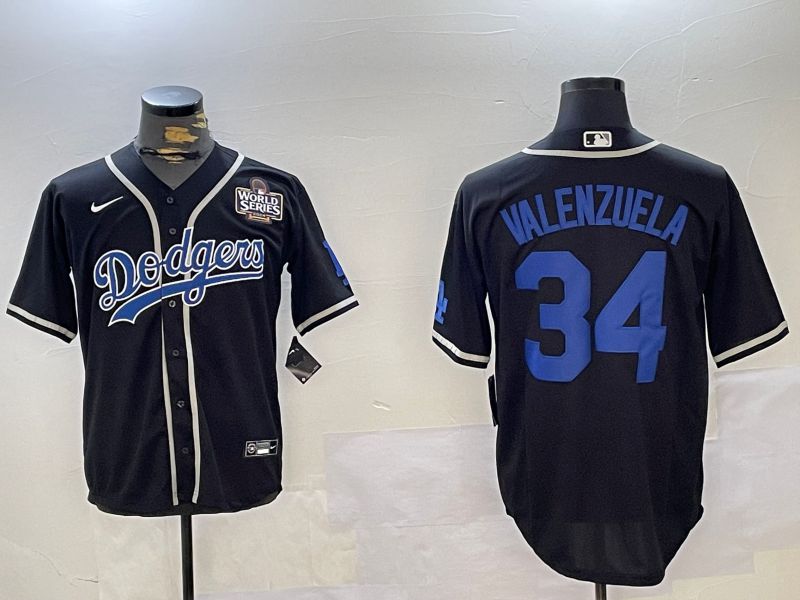 Men Los Angeles Dodgers #34 Valenzuela Black Game 2024 Nike MLB Jersey style 11206